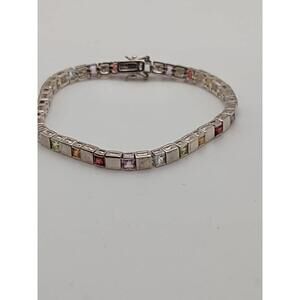 Sterling Silver Multicolor Tennis Bracelet 925 DBJ